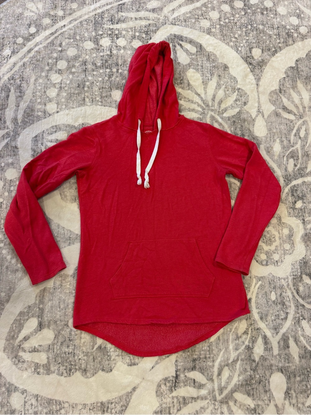 SO Red Hooded Lightweight Pullover with Kangaroo Pocket
